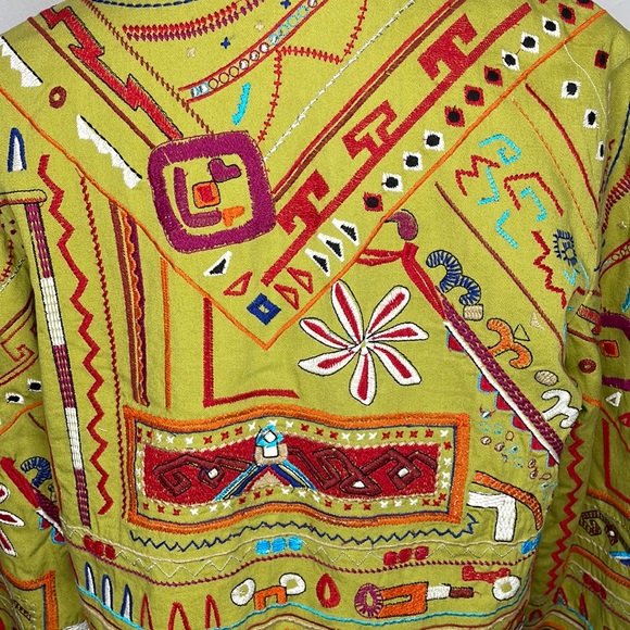 Chico’s Lime Green Full Embroidered with Studded Accents Open Front Ja… - Picture 5 of 13